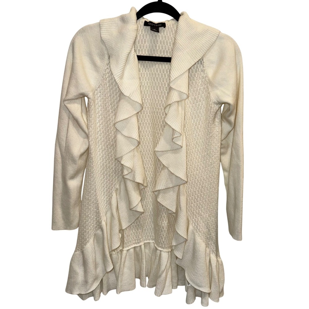 White House Black Market Ruffle Open Front Cardigan Sweater – Medium EXCELLENT